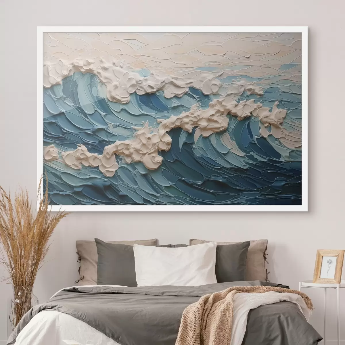 Poster Abstracte golven imitatie van penseelstreken f42470