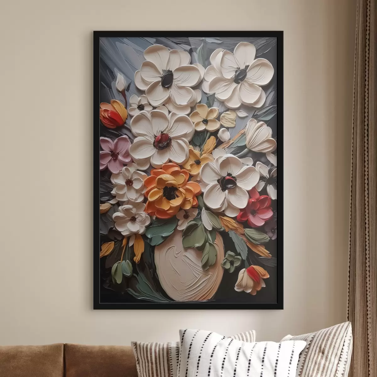 Affiche Fleurs imitant des traits f42472