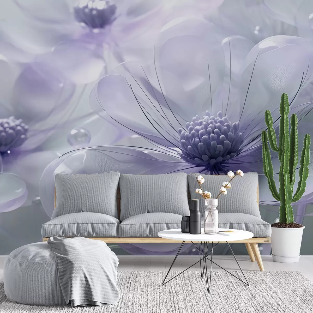 Papier peint photo Grandes fleurs transparentes w02837v2