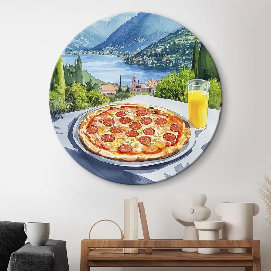  Peintures Aquarelle, Italie, pizza, vieille ville, paysage de montagne r42435