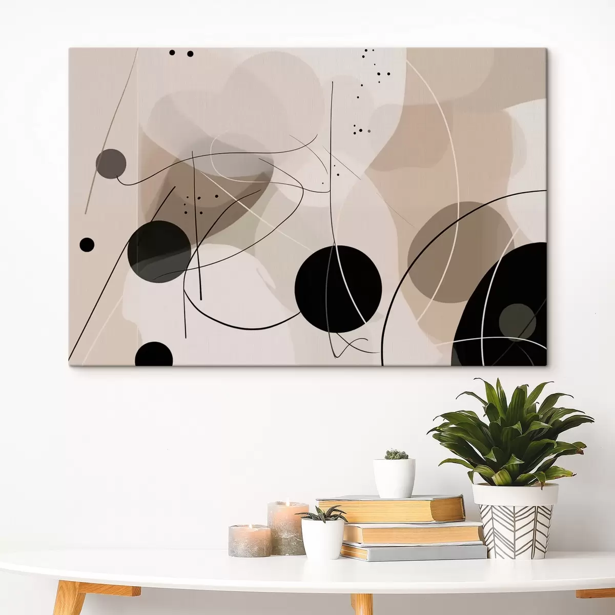  Schilderijen Abstracte compositie met geometrische vormen en lijnen s42475