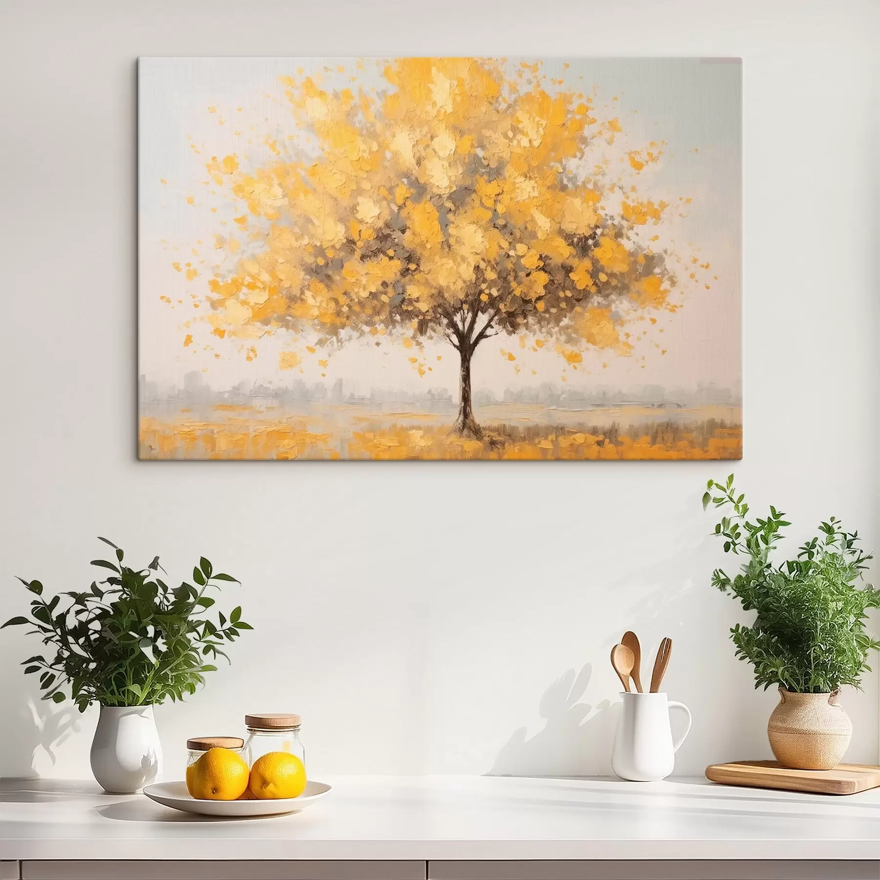  Peintures Arbre aux feuilles jaunes dans un style impressionniste s42480