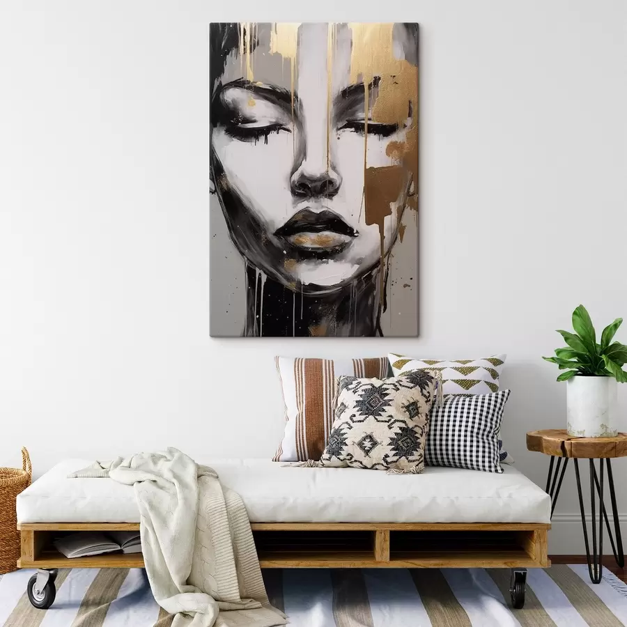  Schilderijen Zwart-wit portret met abstracte elementen s42481