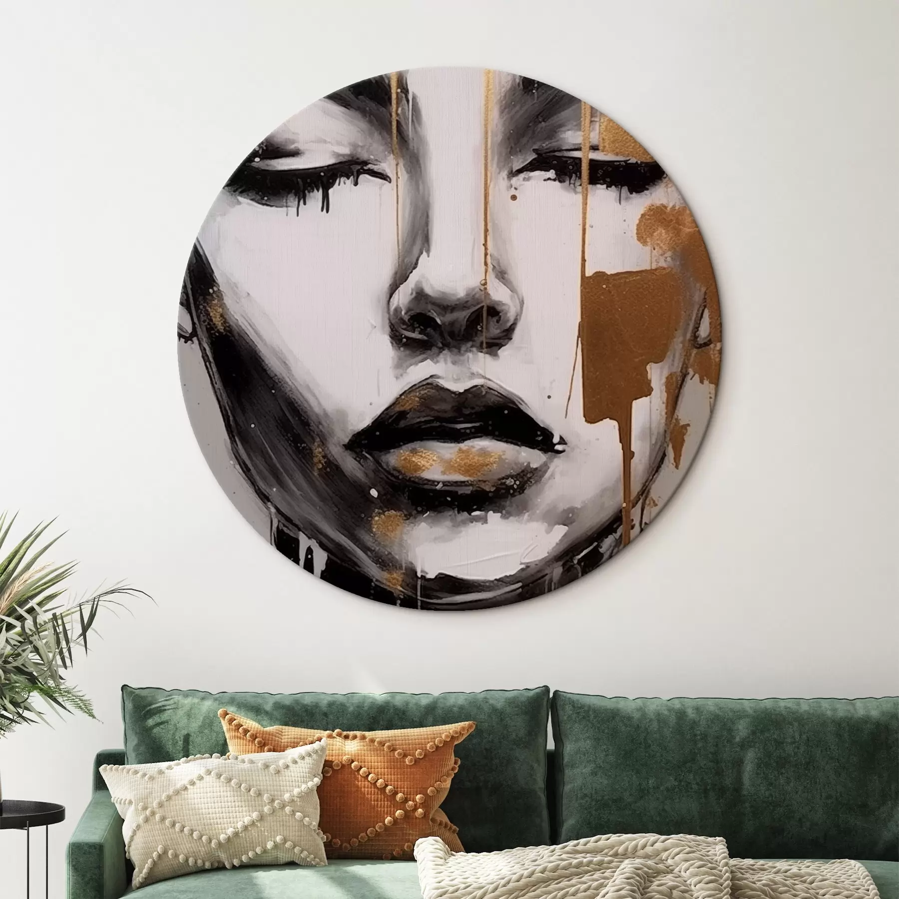  Peintures Portrait en noir et blanc avec des éléments abstraits r42481