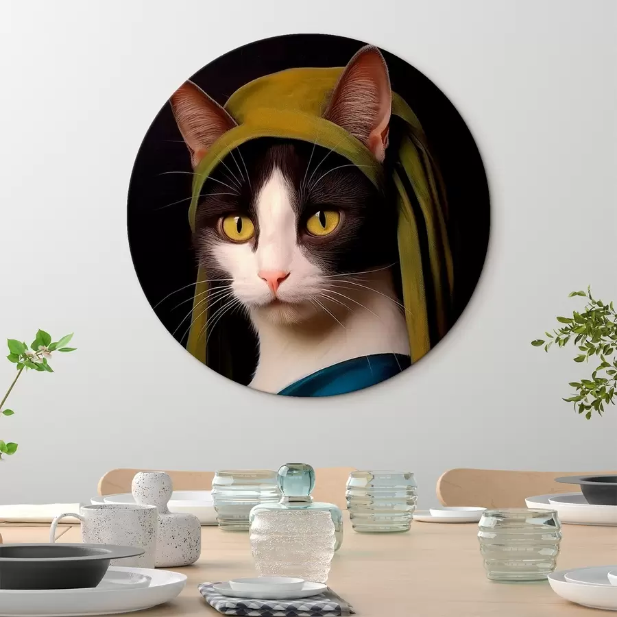  Schilderijen Kat in portretstijl met parel r42486