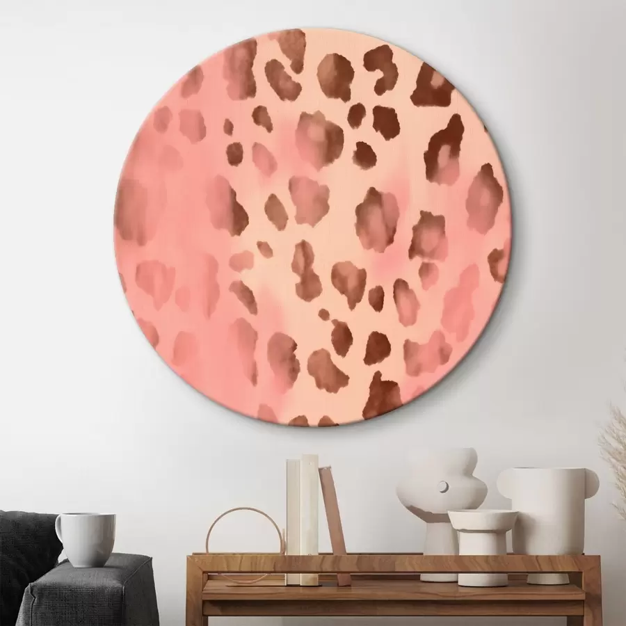  Peintures Motif abstrait avec impression léopard sur fond rose r42490