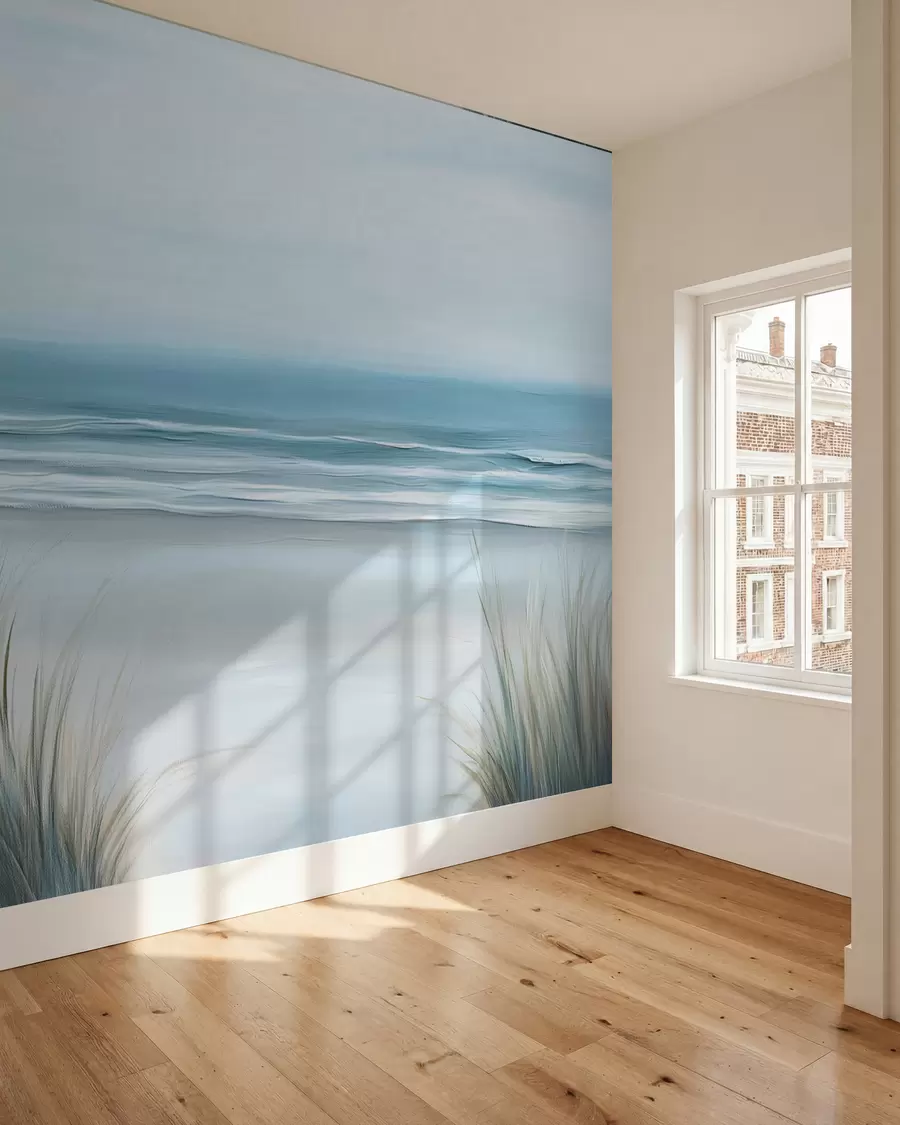 Fotobehang Landschap met een wild strand in de stijl van olieverfschilderijen w02869