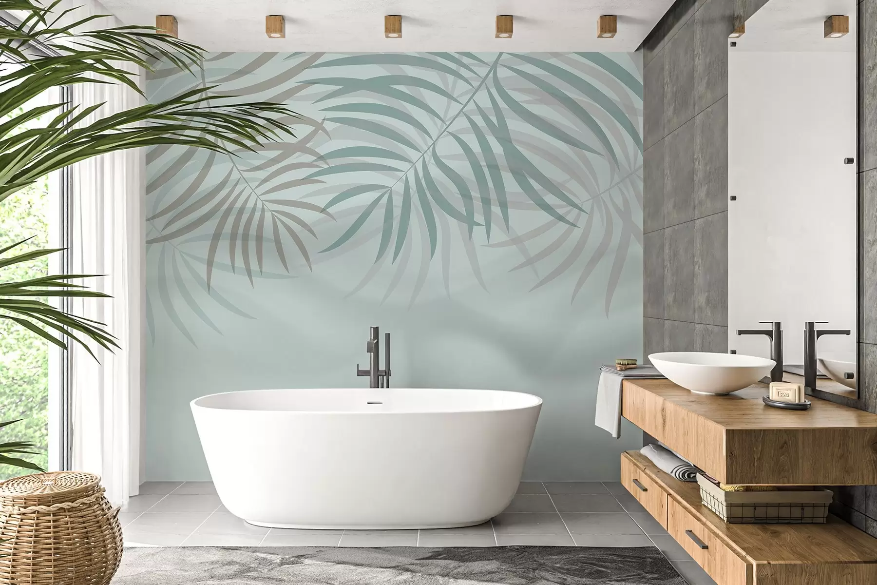 Fotobehang Delicate tropische patronen in pastelkleuren w02785