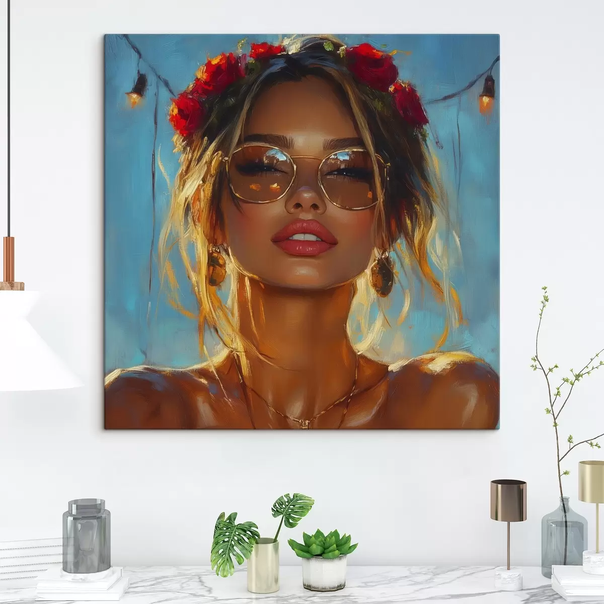  Schilderijen Portret van een meisje met zonnebril s42503