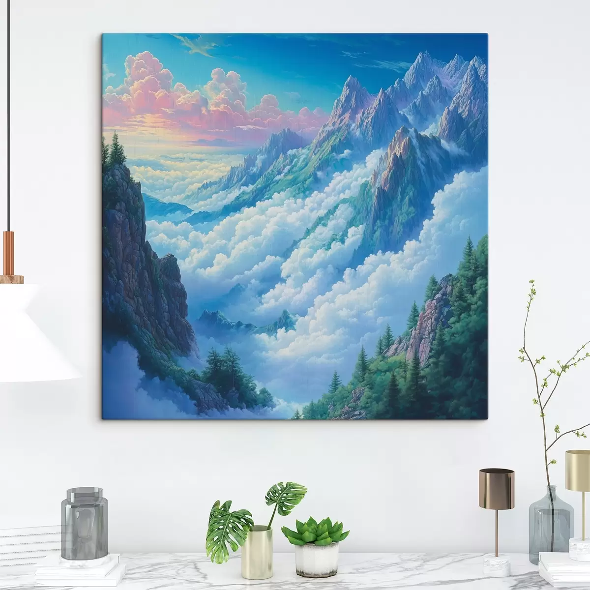  Peintures Des montagnes dans les nuages s42509