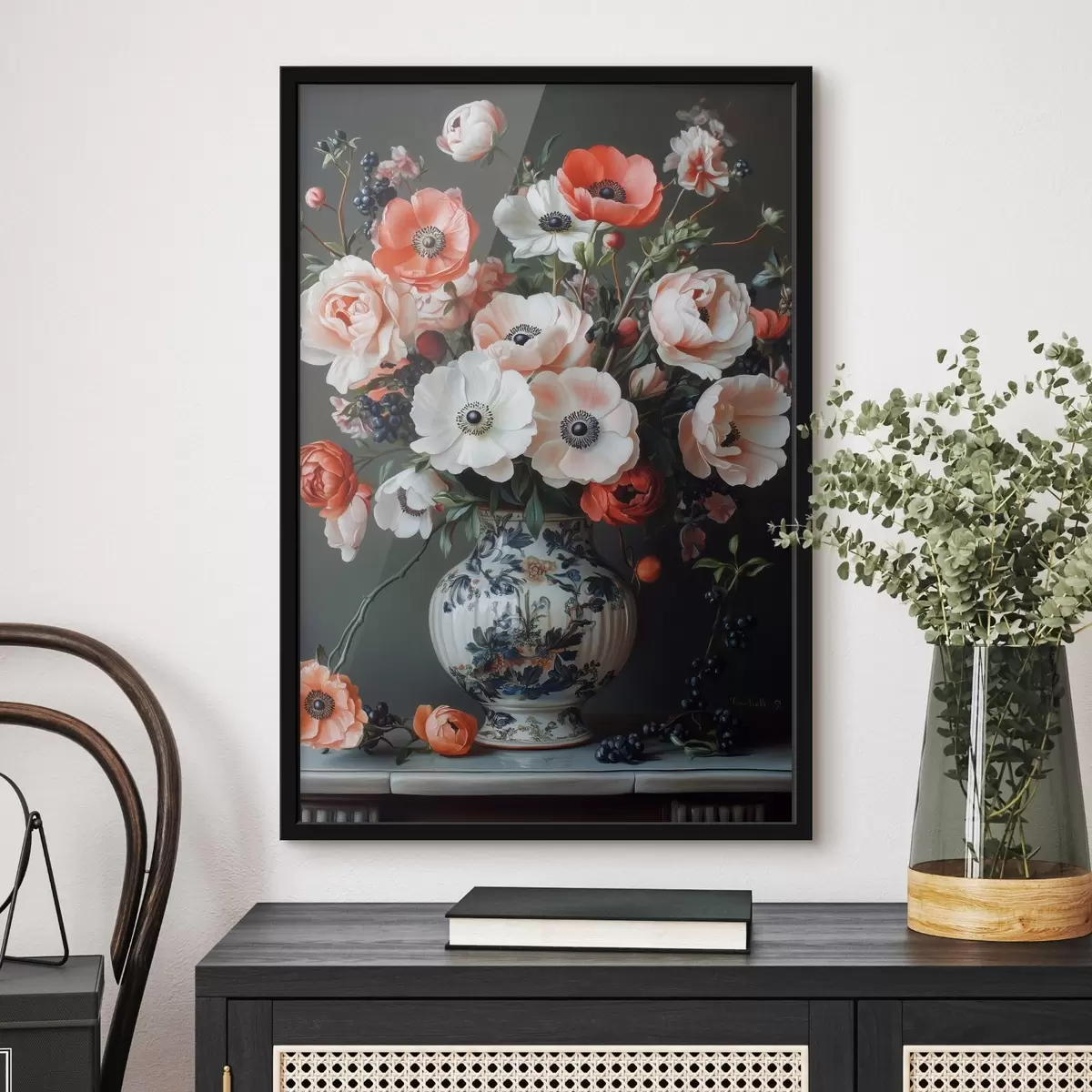 Affiche Un bouquet de belles fleurs dans un vase f42496