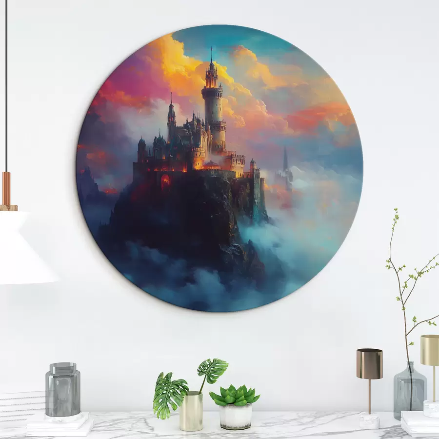  Schilderijen Kasteel op een rots in de wolken r42501