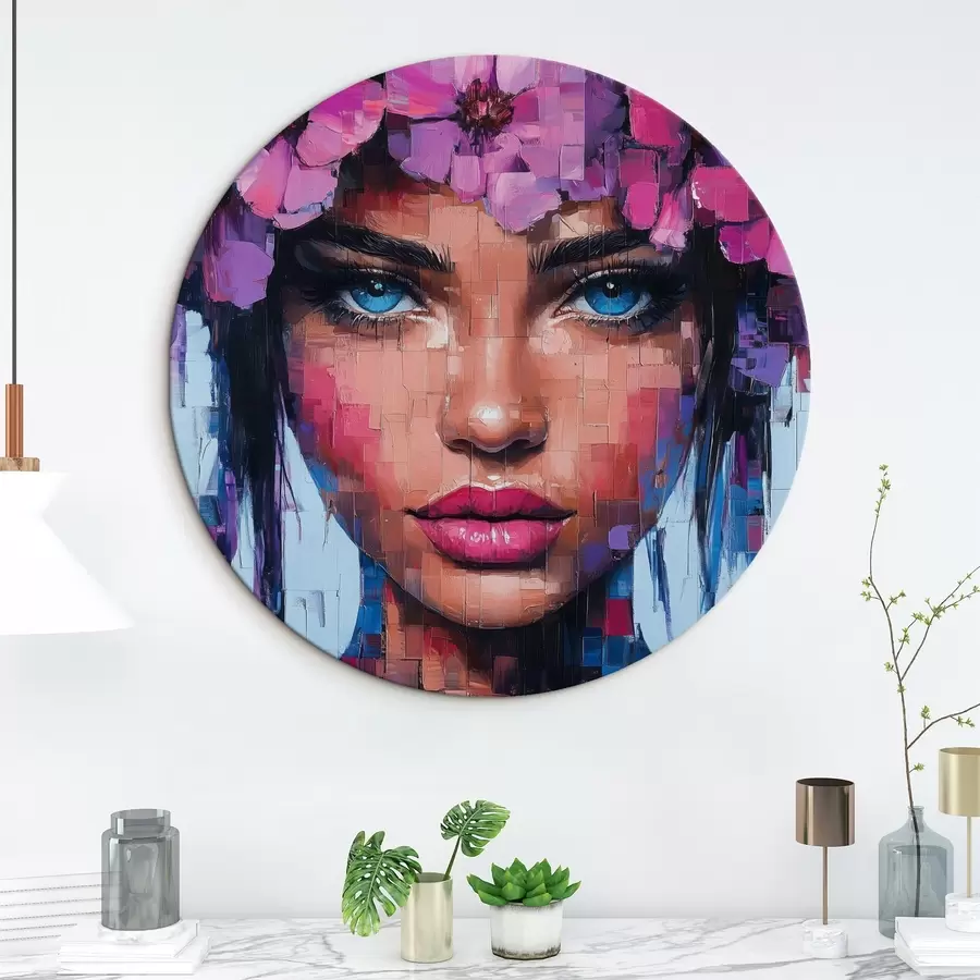  Schilderijen Portret van een meisje gemaakt van mozaïekstukjes r42504