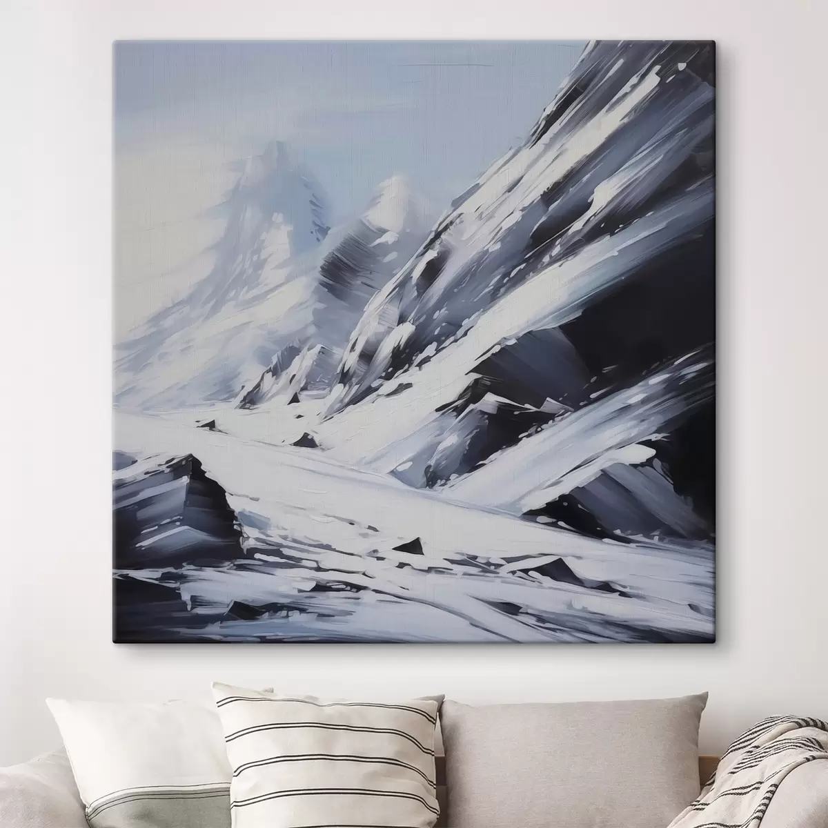  Peintures Les rochers enneigés imitent les coups de pinceau d'une peinture s42585