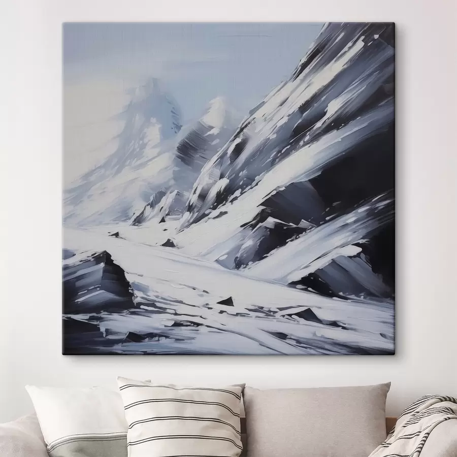  Peintures Les rochers enneigés imitent les coups de pinceau d'une peinture s42585