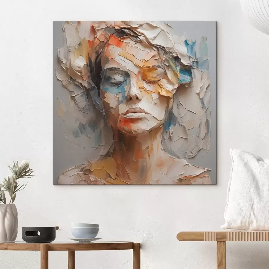  Peintures Portrait abstrait d'une fille imitation de coups de pinceau s42587