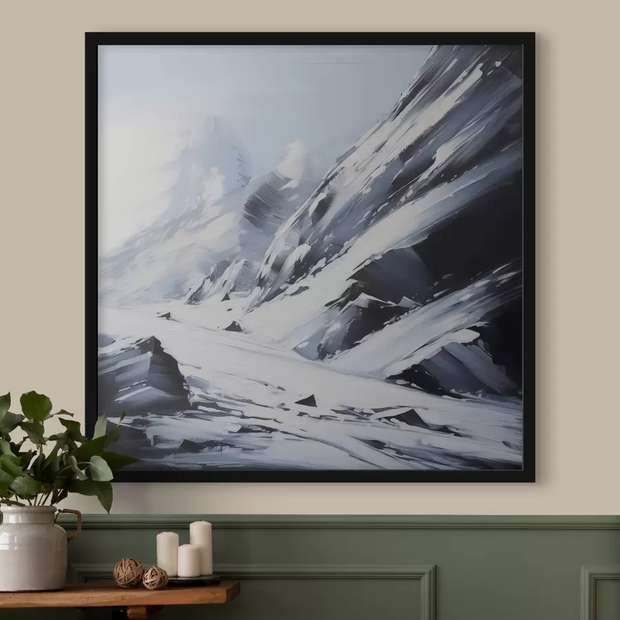 Papier peint photo Les rochers enneigés imitent les coups de pinceau d'une peinture f42585