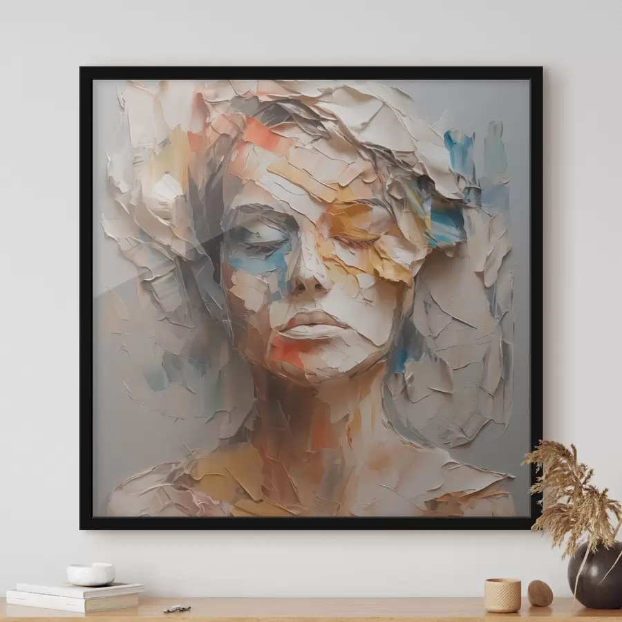 Papier peint photo Portrait abstrait d'une fille imitation de coups de pinceau f42587