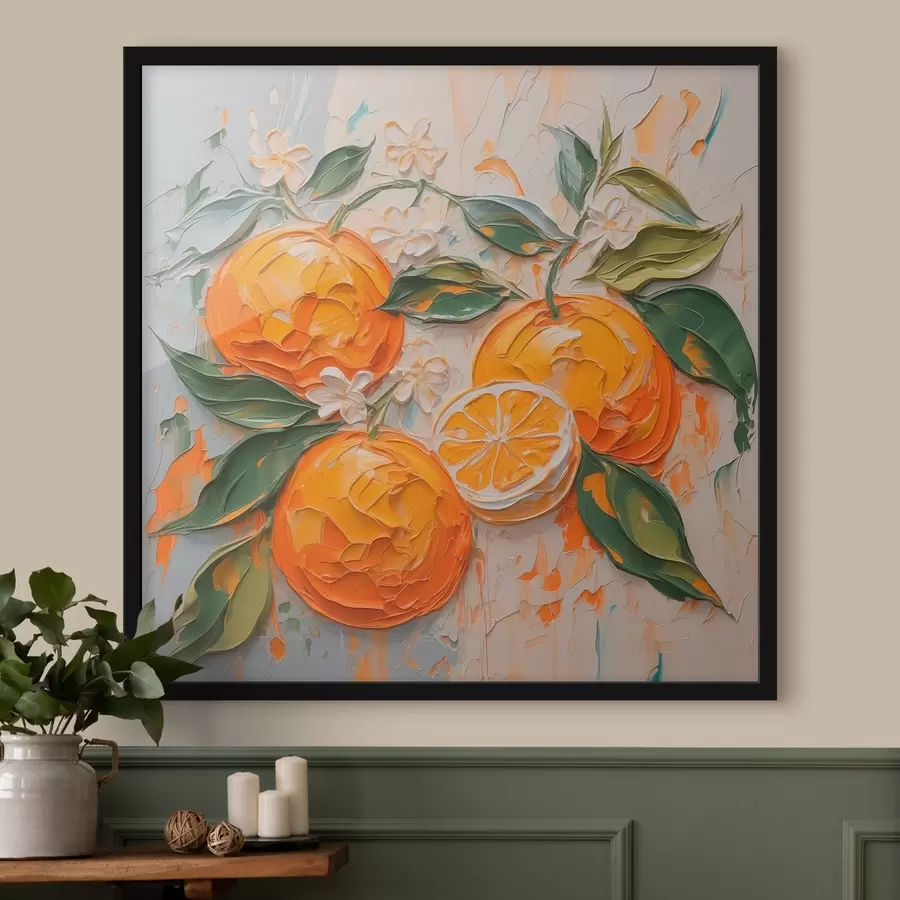 Fotobehang Sinaasappels abstracte imitatie penseelstreken f42591