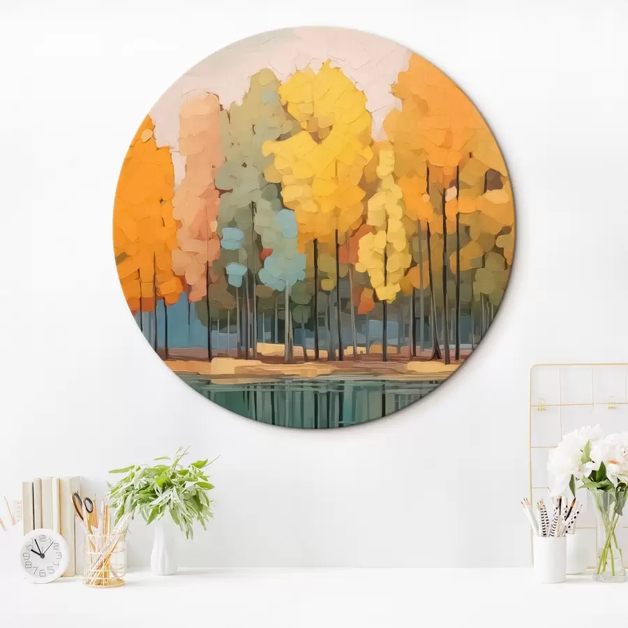  Schilderijen Herfstbosje bij de vijver imitatie van schilderij r42586