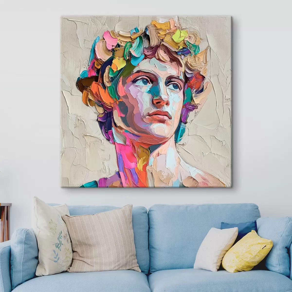  Schilderijen Hoofd van David met veelkleurige strepen s42607