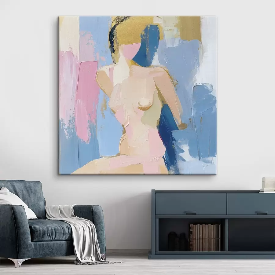  Peintures Dessin abstrait d'une jeune fille réalisé à l'aide de touches de peinture s42609