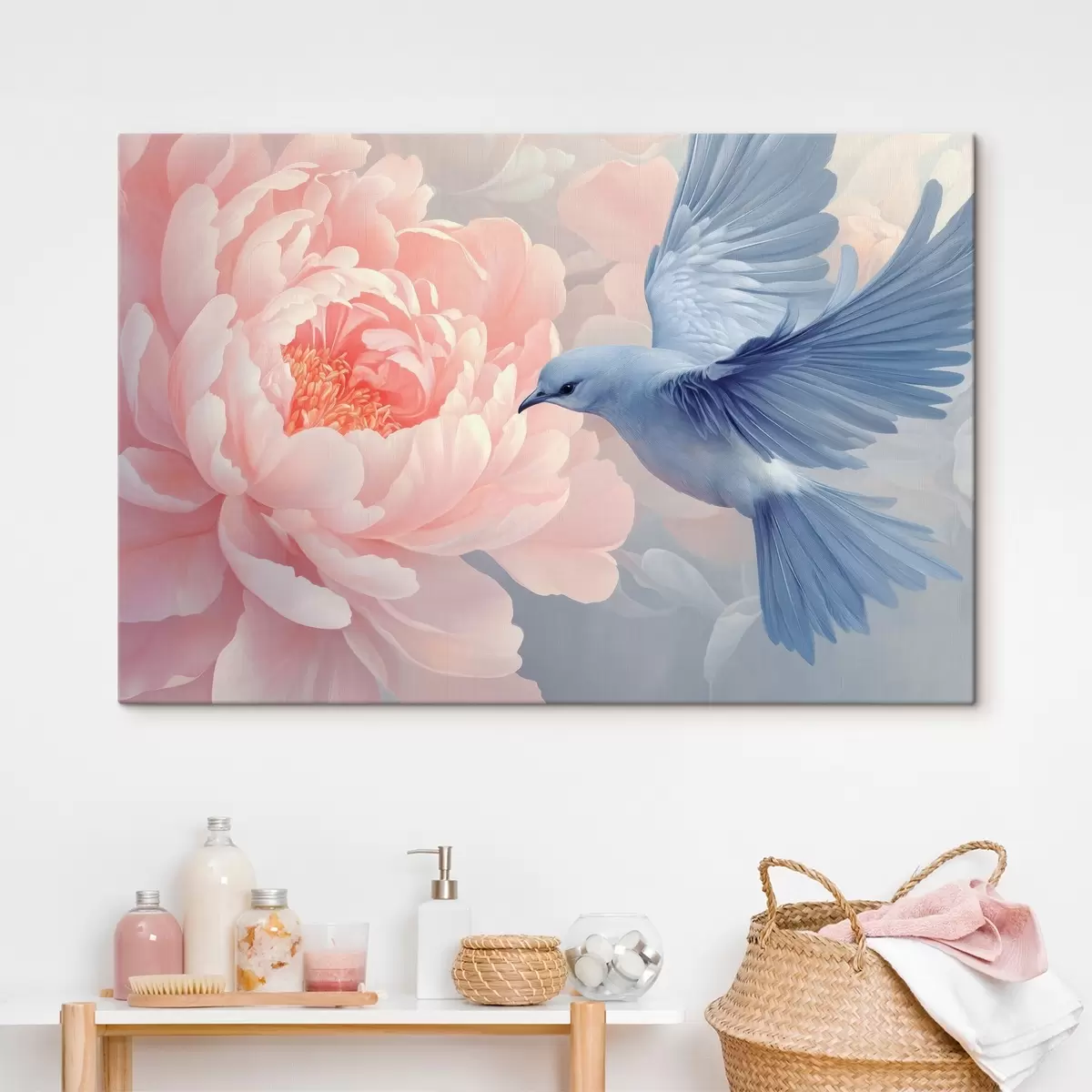  Peintures Colibri bleu et pivoine s42618