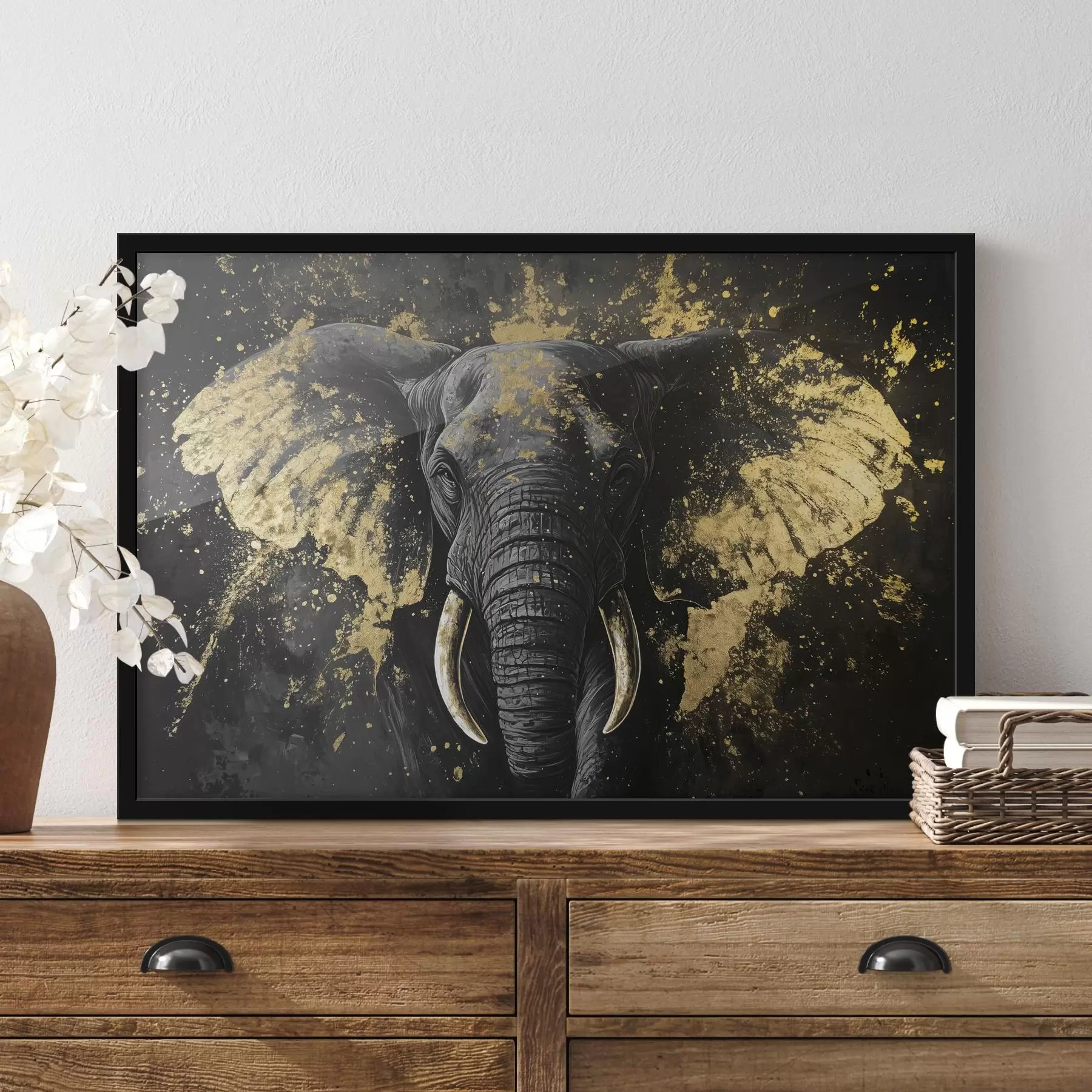 Fotobehang Stijlvolle zwarte olifant f42602