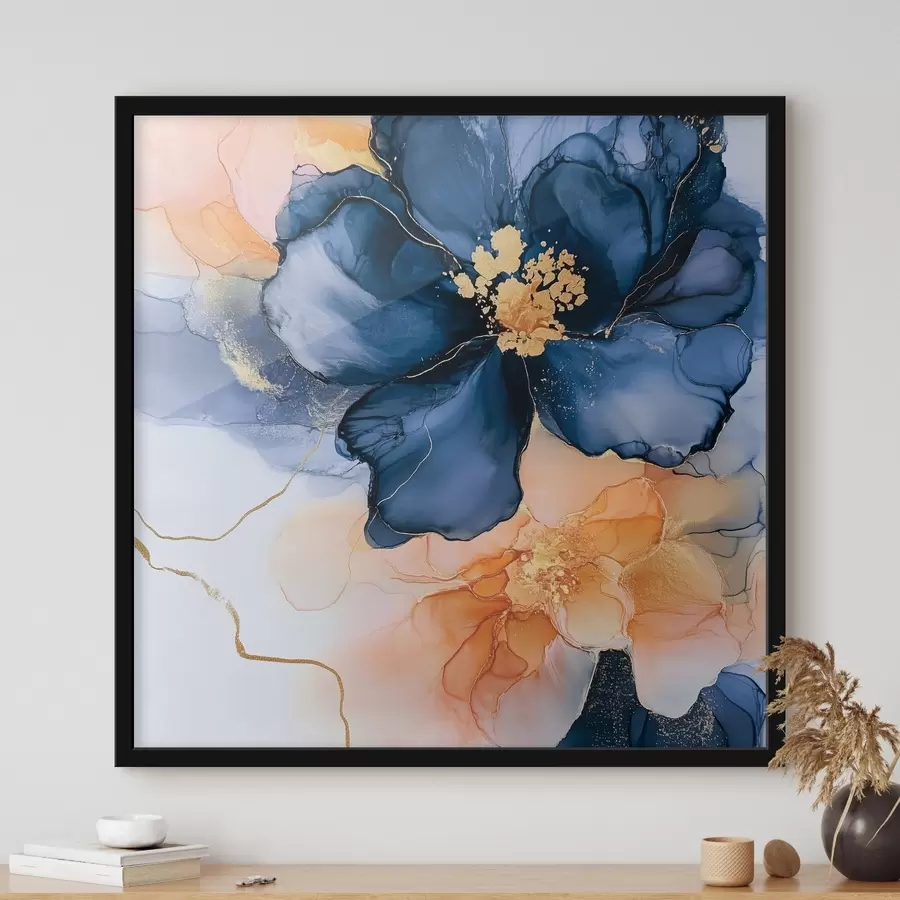 Papier peint photo Les fleurs sont dessinées à l'aide de la technique de l'encre à l'alcool f42605