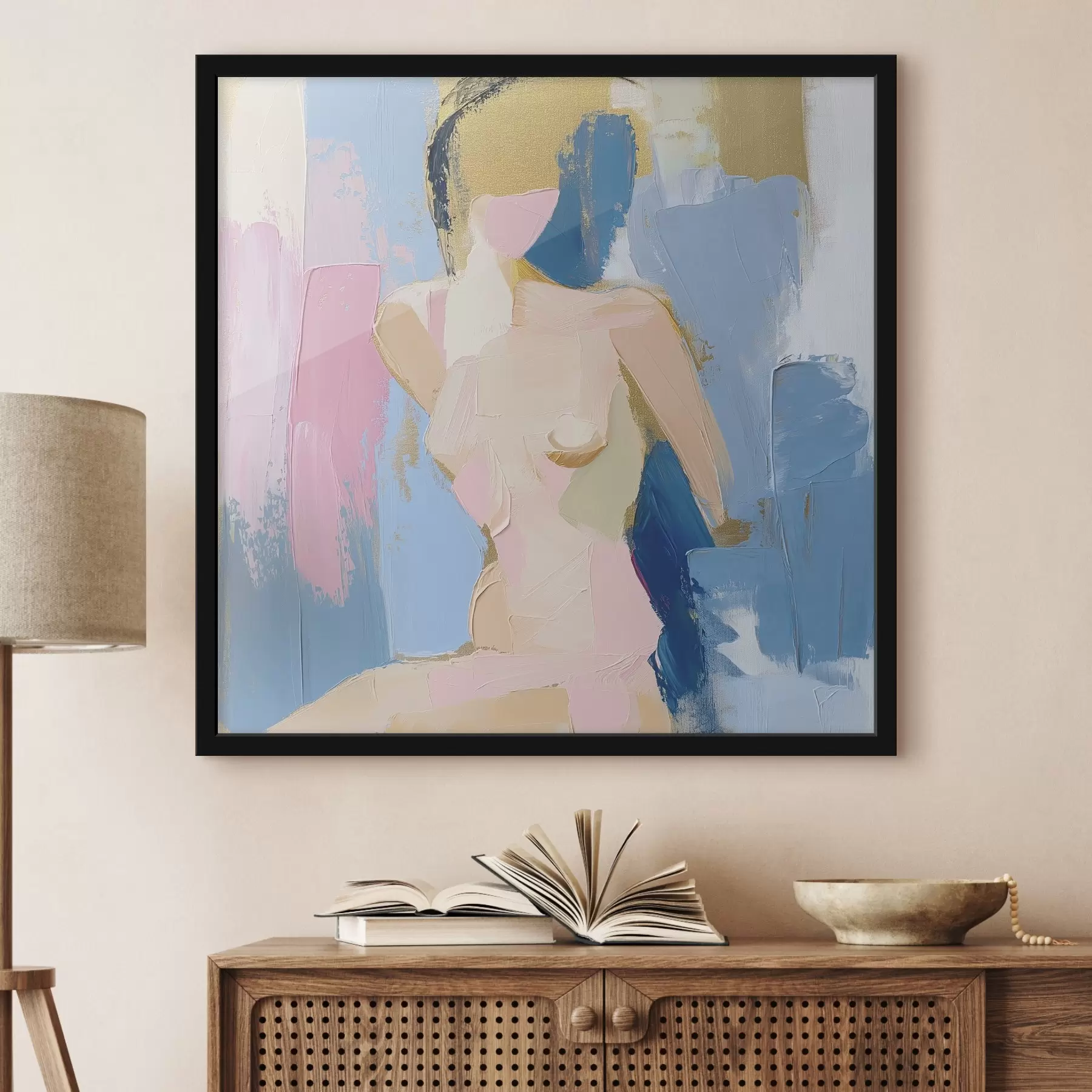 Papier peint photo Dessin abstrait d'une jeune fille réalisé à l'aide de touches de peinture f42609