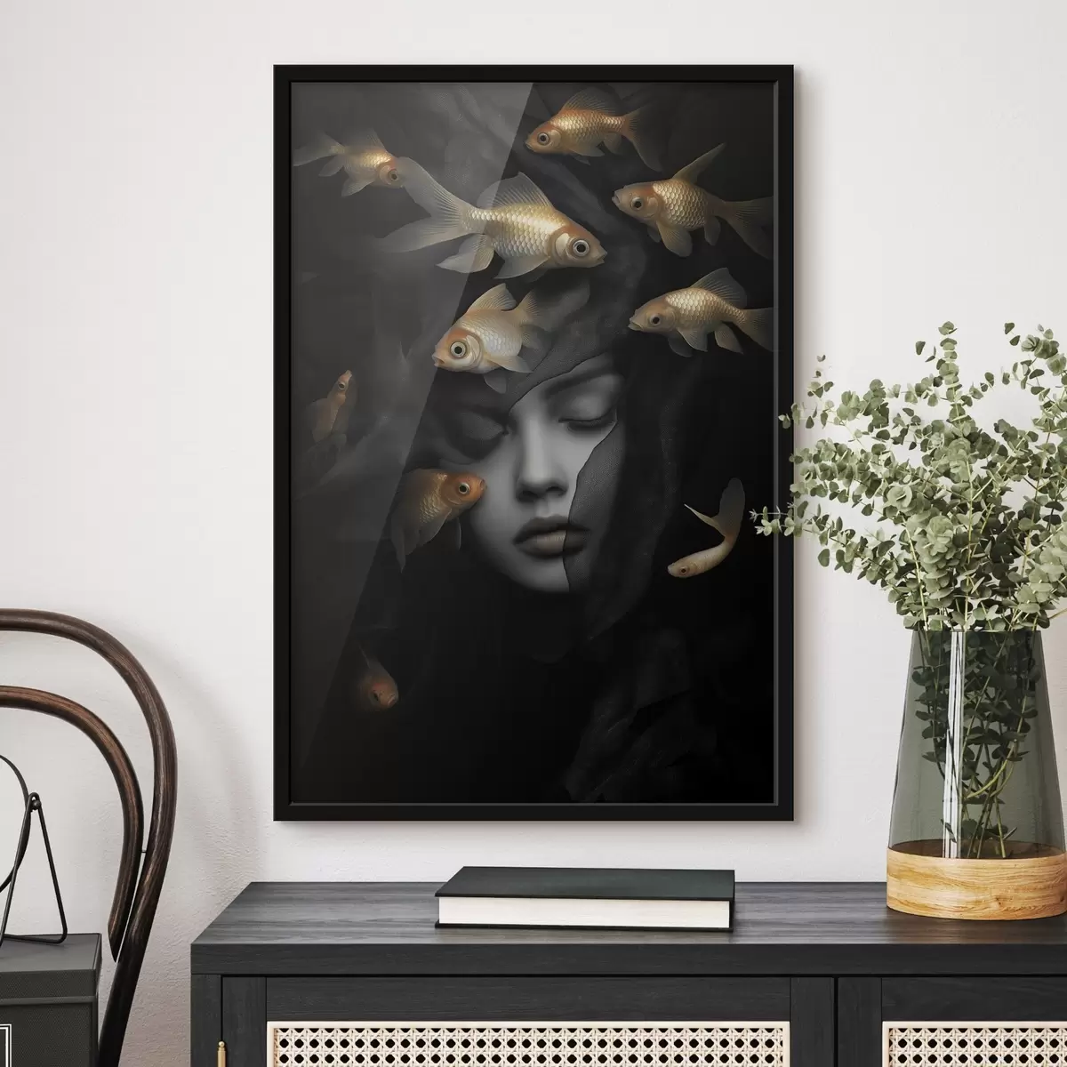 Poster Het meisje en de vis f42612