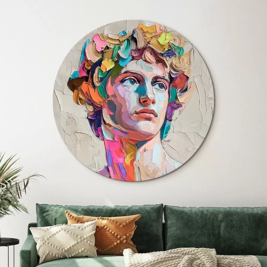  Schilderijen Hoofd van David met veelkleurige strepen r42607