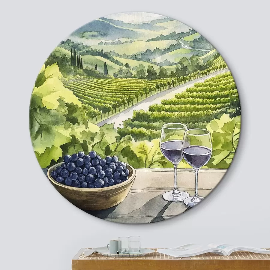  Schilderijen Gpape werven, aquarel stijl landschappen, wijnglazen r42444