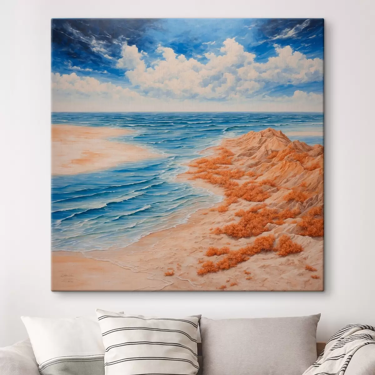  Schilderijen Strand en blauwe lucht in acrylschilderstijl s42518