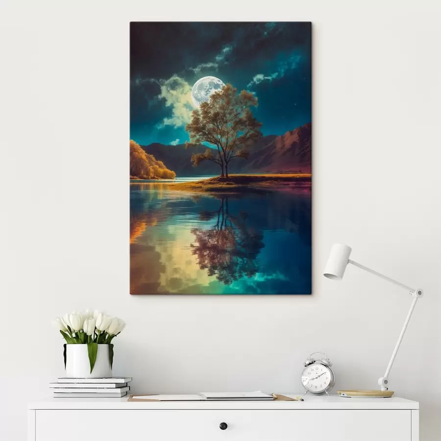  Schilderijen Boom in het midden van het meer s42520