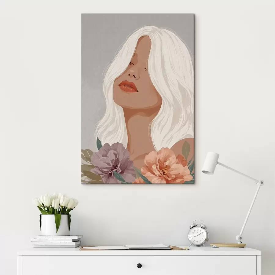  Peintures Fille sur fond gris en graphisme vectoriel s42521