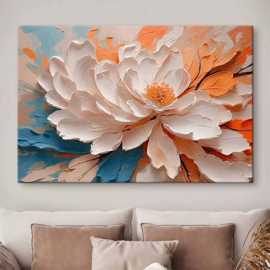 Fotobehang Witte bloem in olieverfschilderijstijl s42528