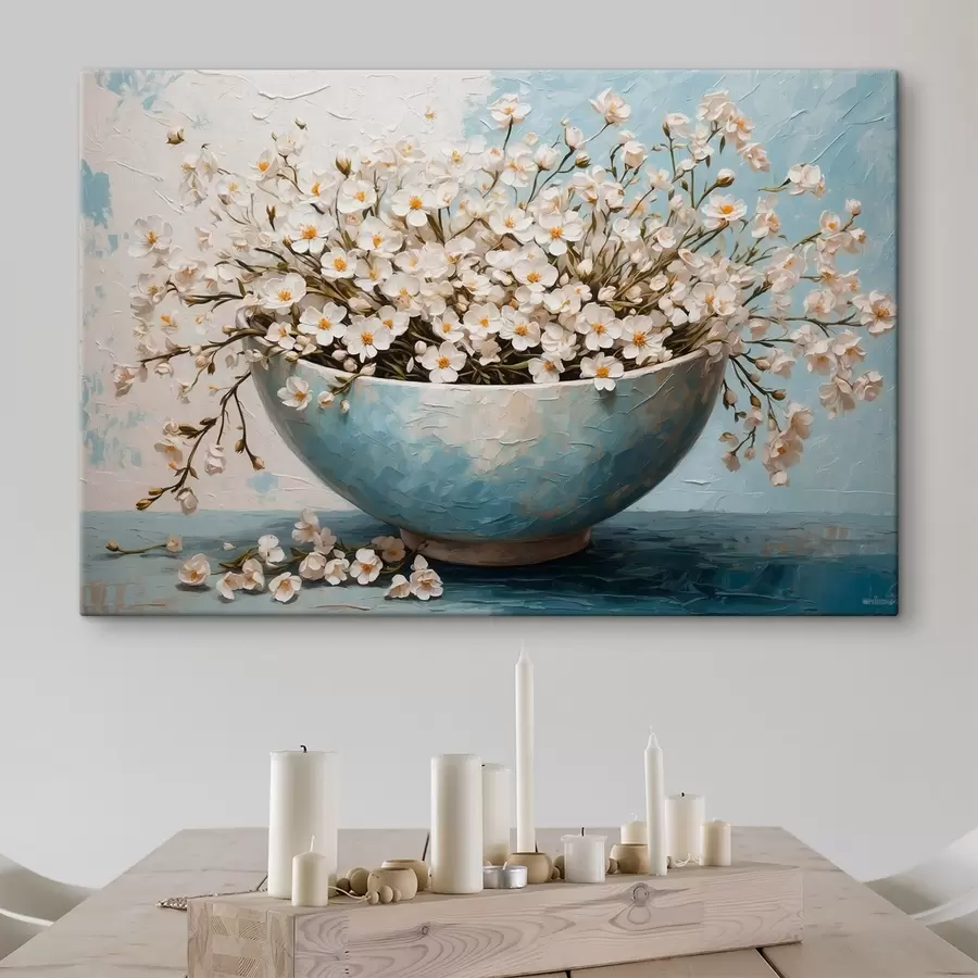  Schilderijen Witte kleine bloemen in een pot s42533