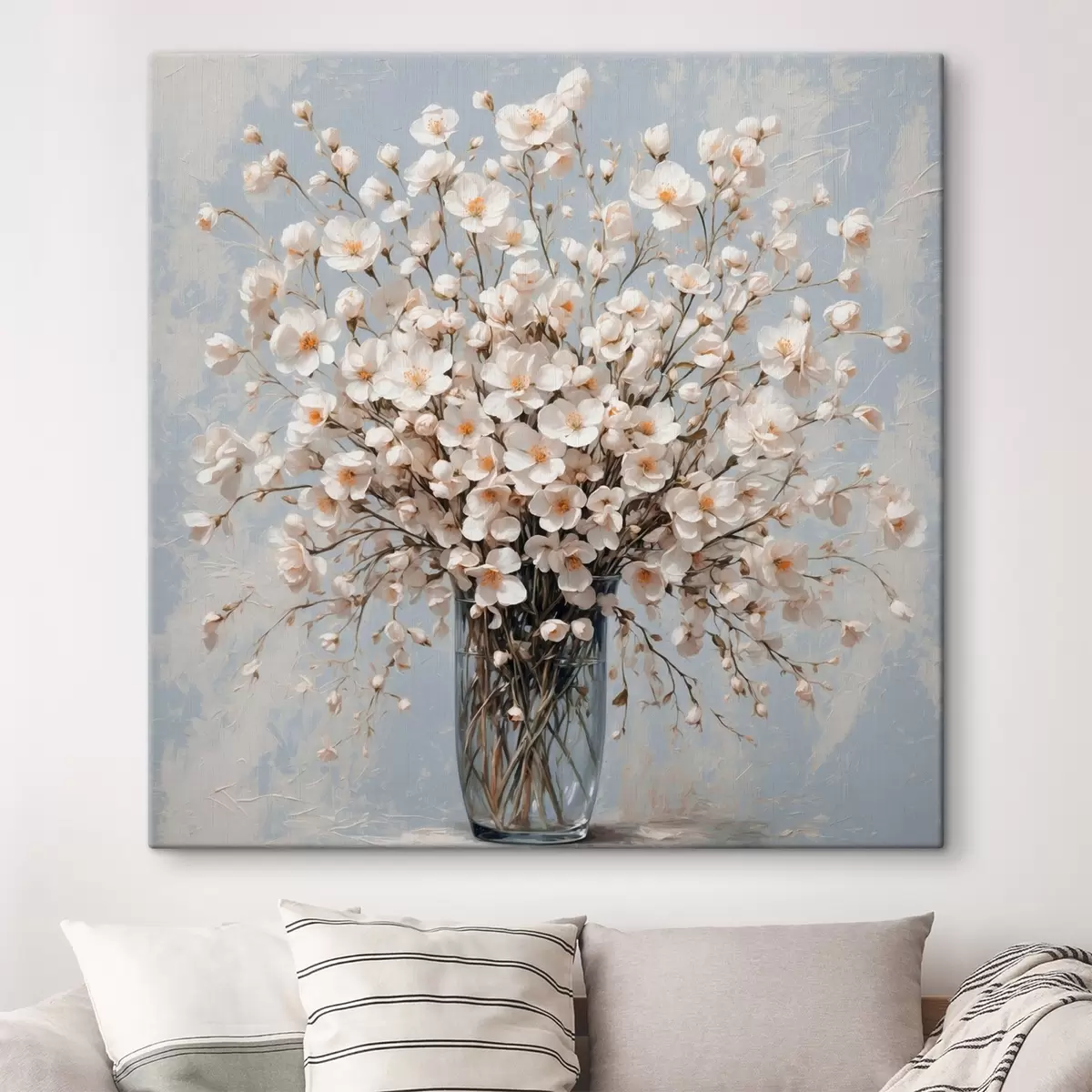  Schilderijen Witte bloemen in transparante vaas s42547