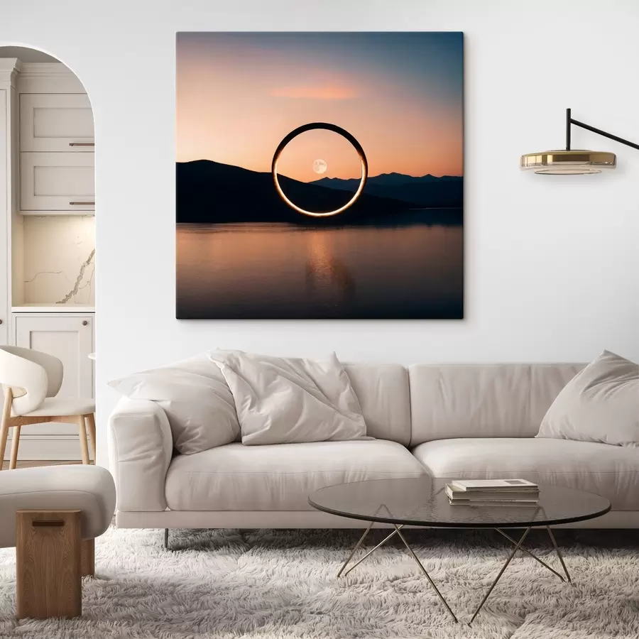  Schilderijen Foto van de maan door de ring s42550