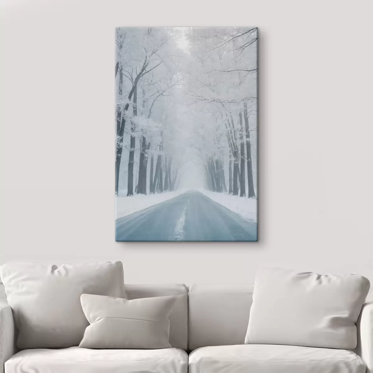  Peintures Route à travers la forêt en hiver s42551