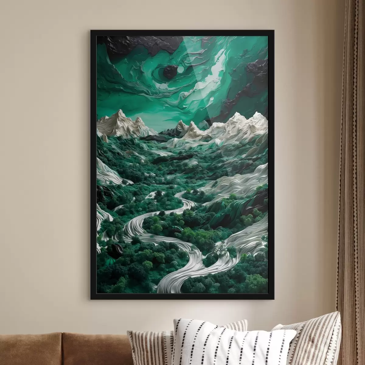 Poster Abstact bergen en bos f42512