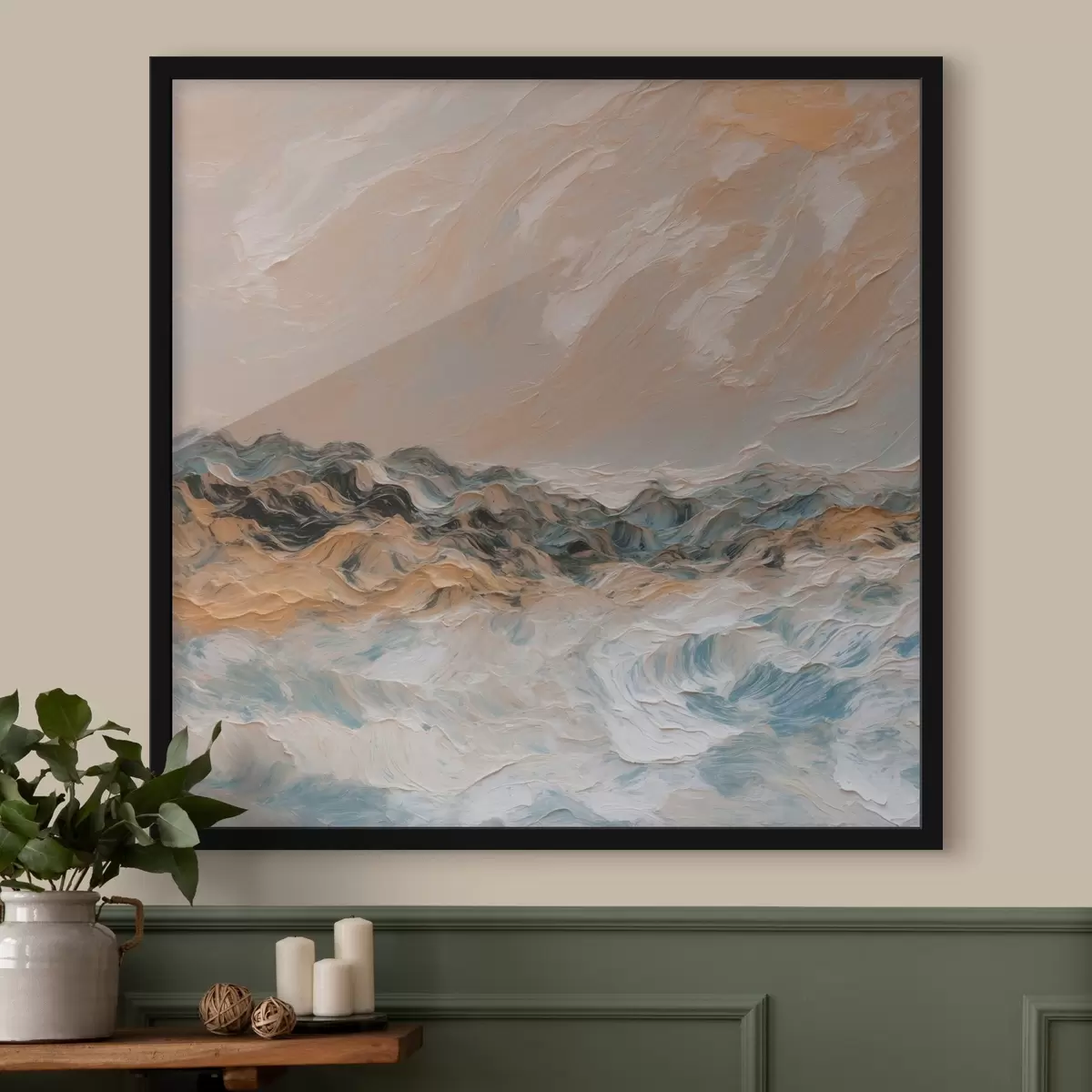 Poster Abstracte zee in olieverfstijl f42529