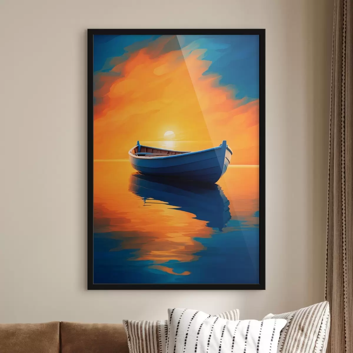 Affiche Bateau en mer au coucher du soleil f42536
