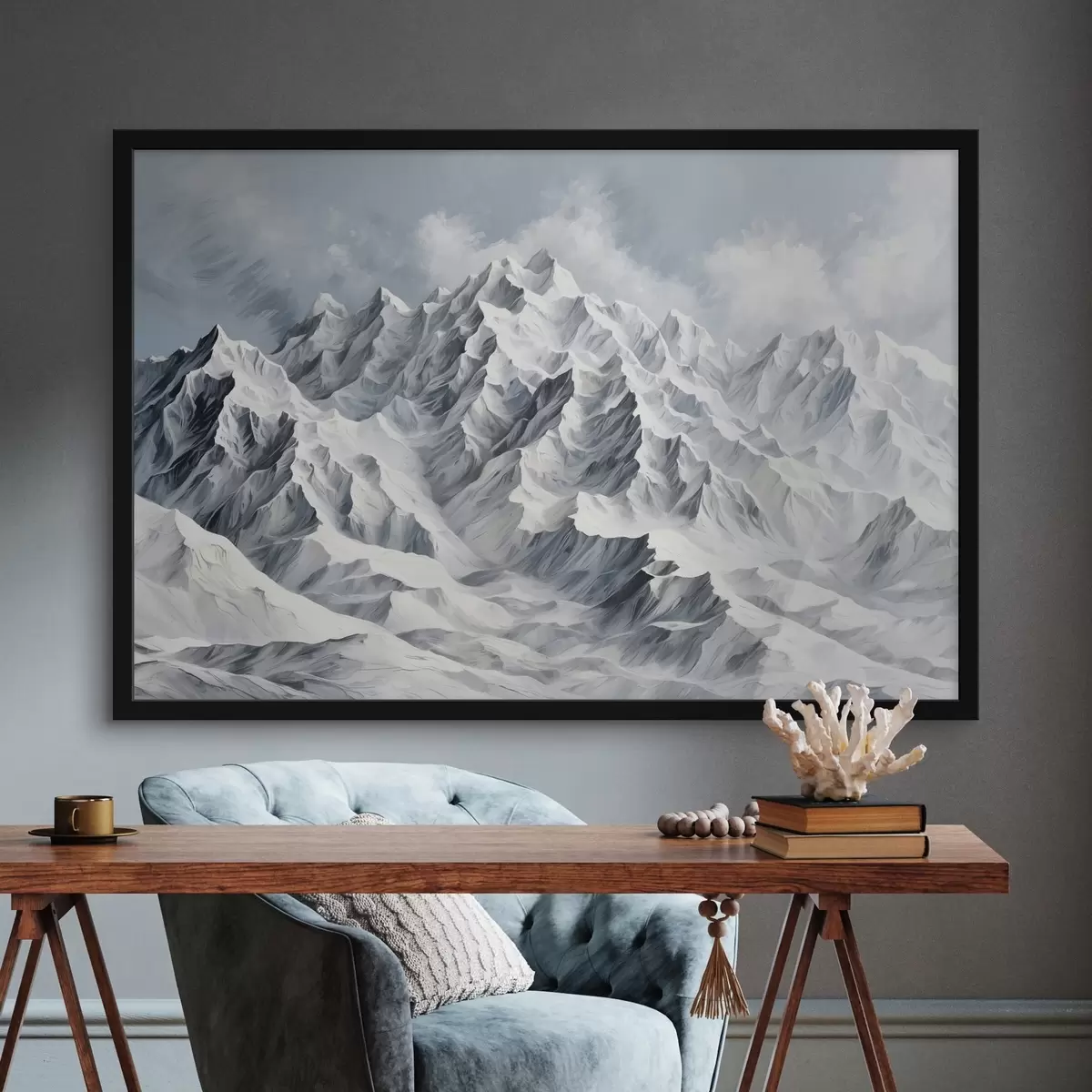 Affiche Montagnes blanches et enneigées f42542