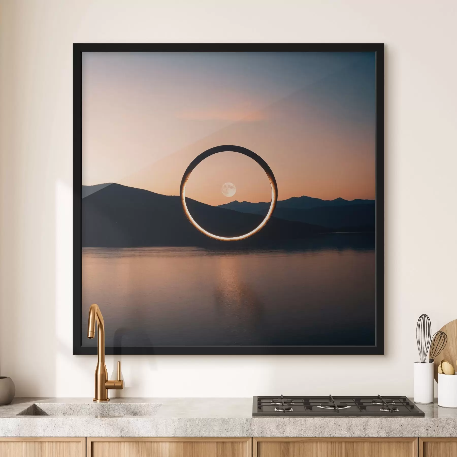  Schilderijen Foto van de maan door de ring f42550