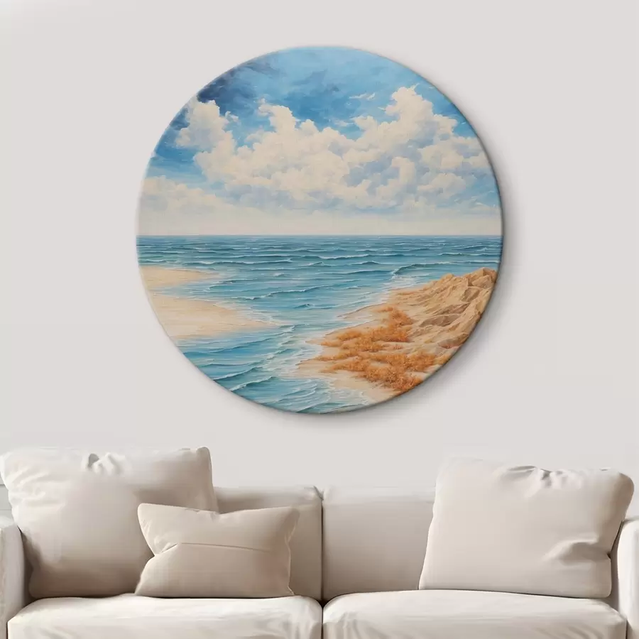  Schilderijen Strand en blauwe lucht in acrylschilderstijl r42518