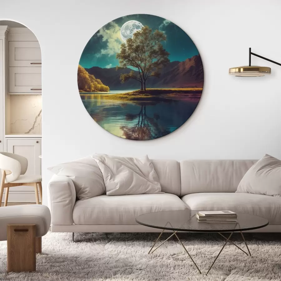  Schilderijen Boom in het midden van het meer r42520