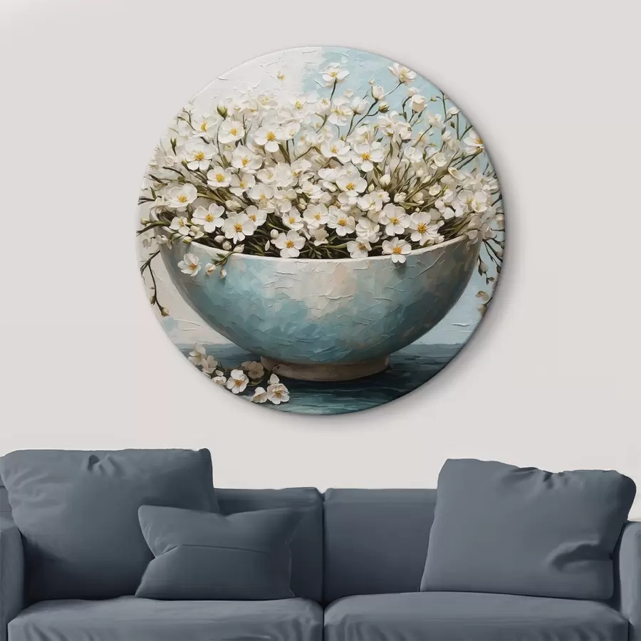  Schilderijen Witte kleine bloemen in een pot r42533