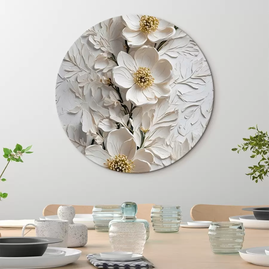  Peintures Fleurs et tiges blanches en peinture à l'huile r42546